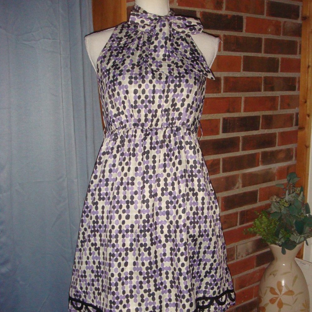 Forever 21 Tie High Neck Polka Dot Dress S